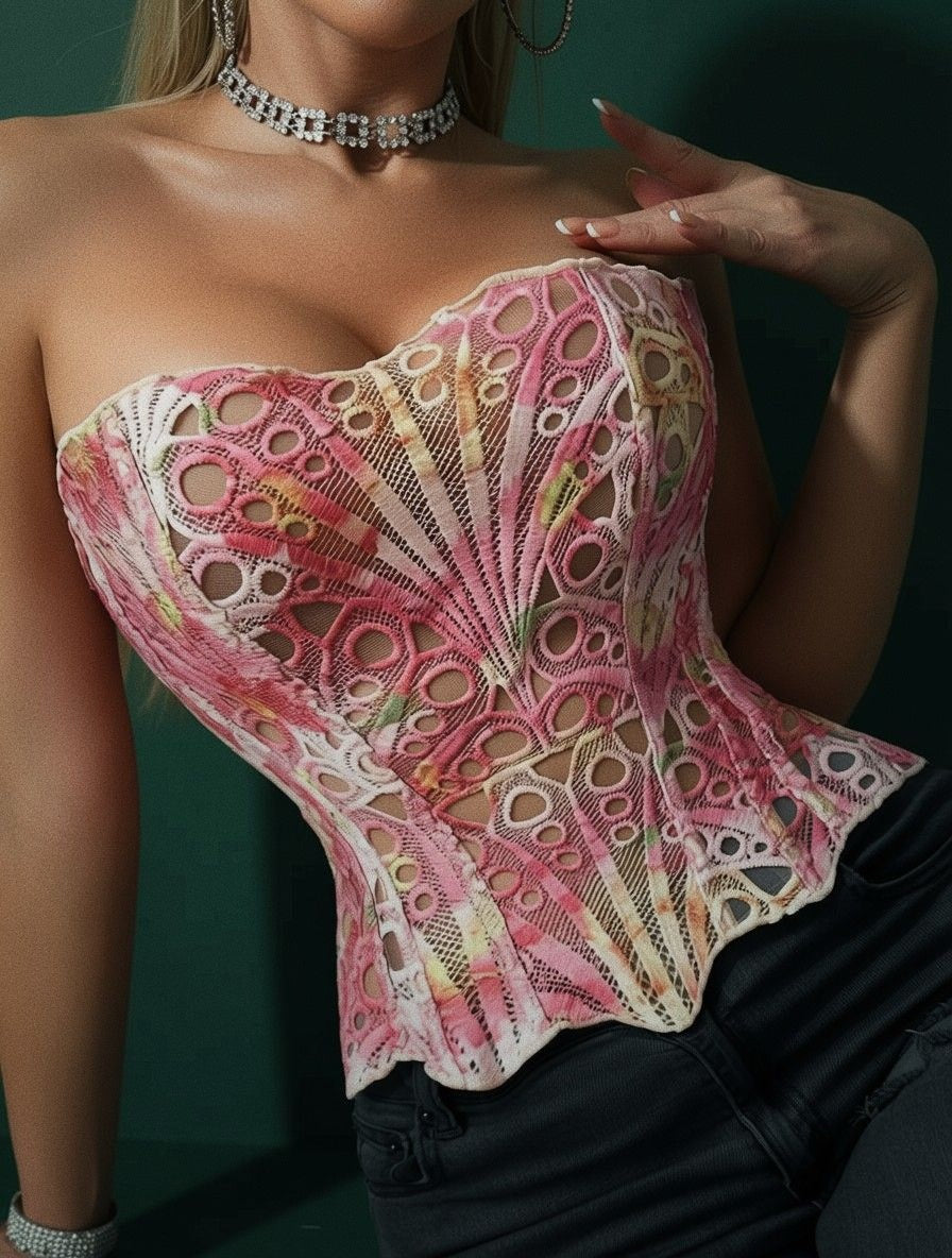 Syrn Lingerie Floral Lace Boned Cutout Corset detail image 3