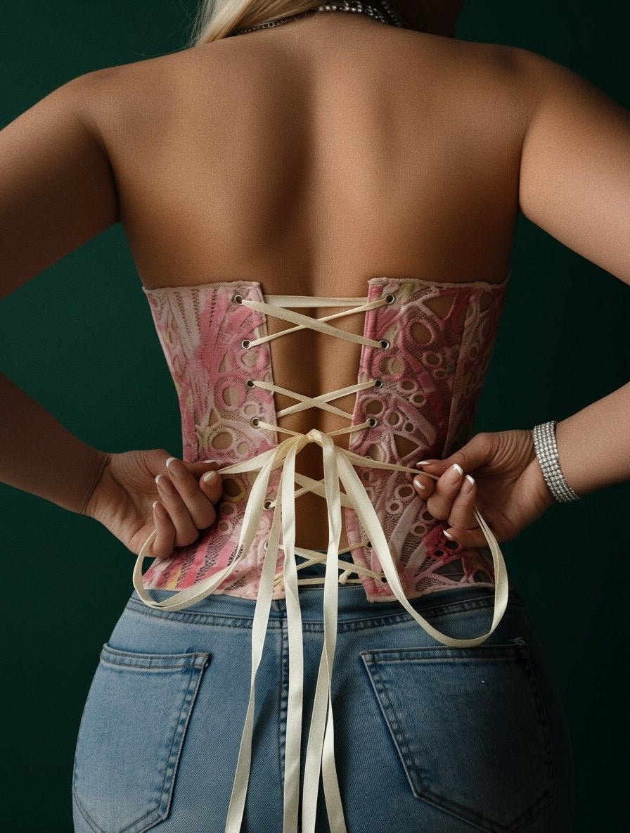 Syrn Lingerie Floral Lace Boned Cutout Corset detail image 4