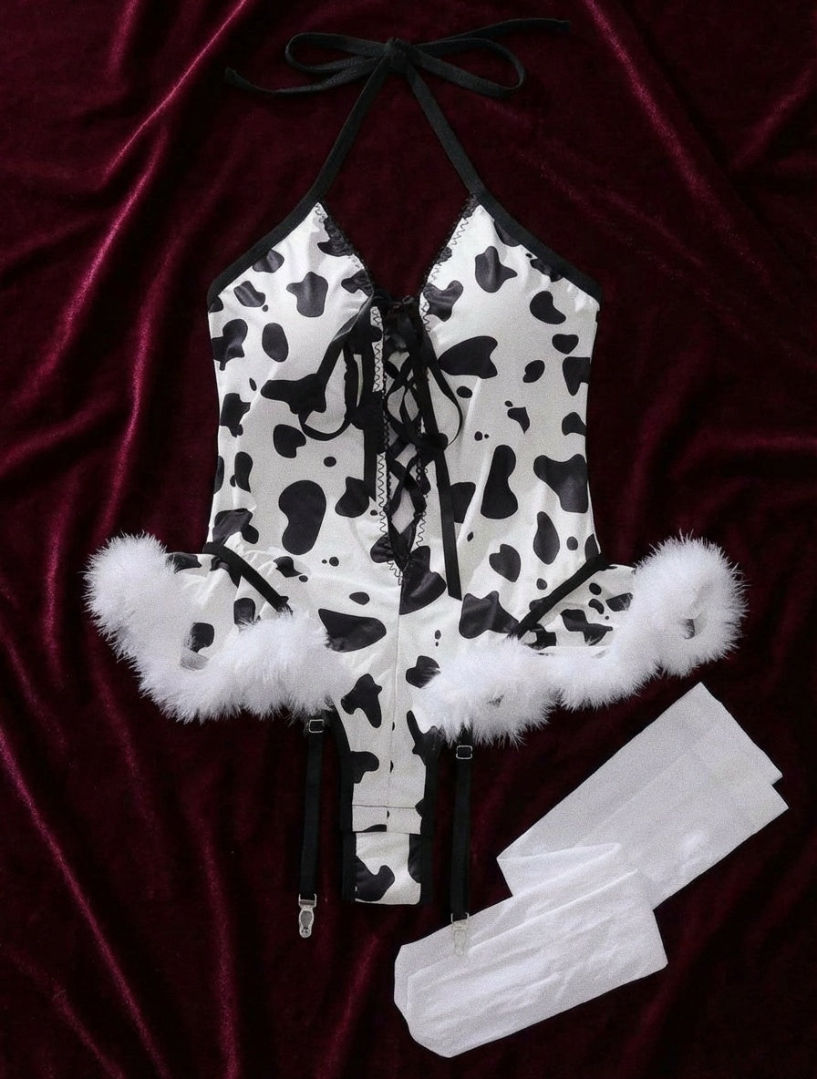 Syrn Lingerie Cow Print Uniform Roleplay Set detail image 6