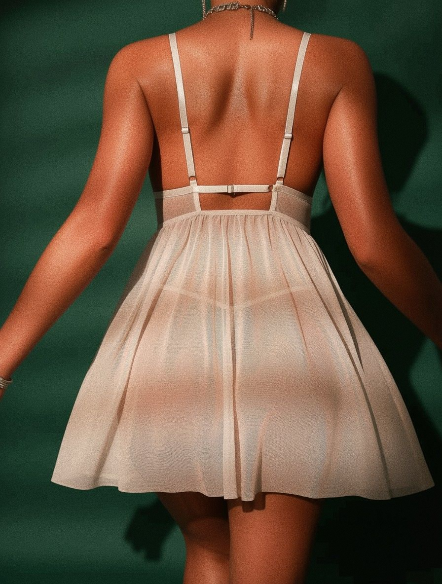Syrn Lingerie Lace Mesh Hollow Suspender Babydoll detail image 8