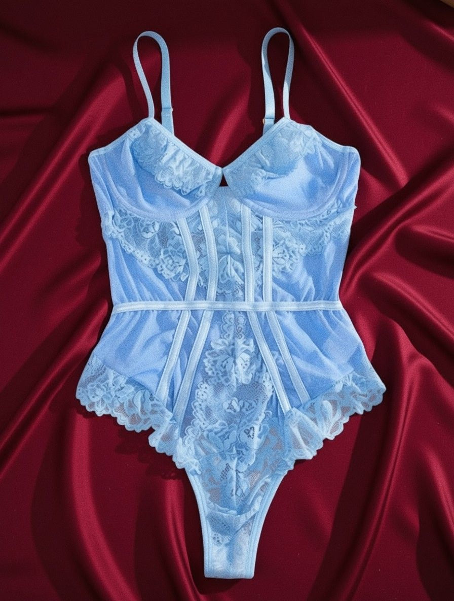 Syrn Lingerie Pink Ultra-Thin Lace Push-Up Bodysuit detail image 8
