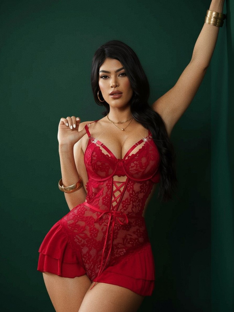 Syrn Lingerie Seductive Cut-Out Lace Teddy - Sheer Mesh High-Leg Bodysuit detail image 5