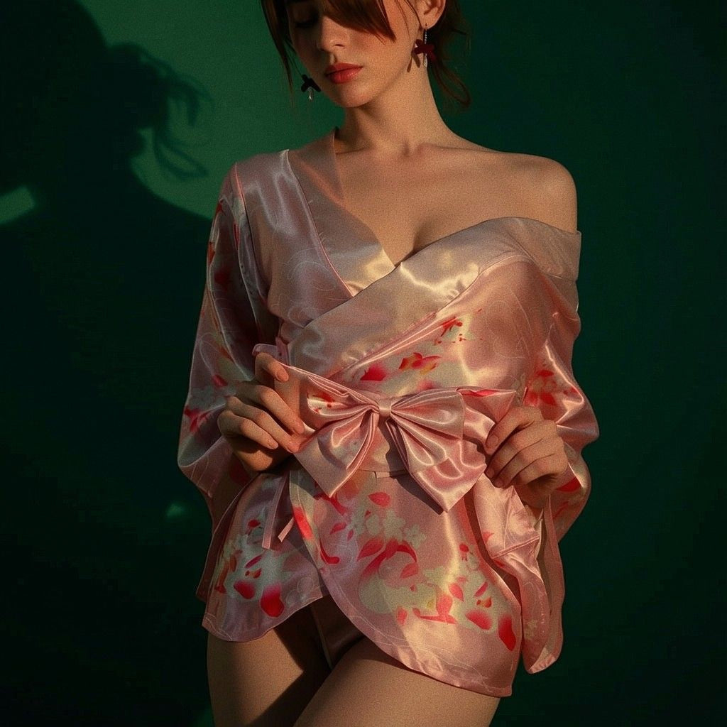 Syrn Lingerie Japanese Fox Dream Purple Floral Kimono Robe detail image 1