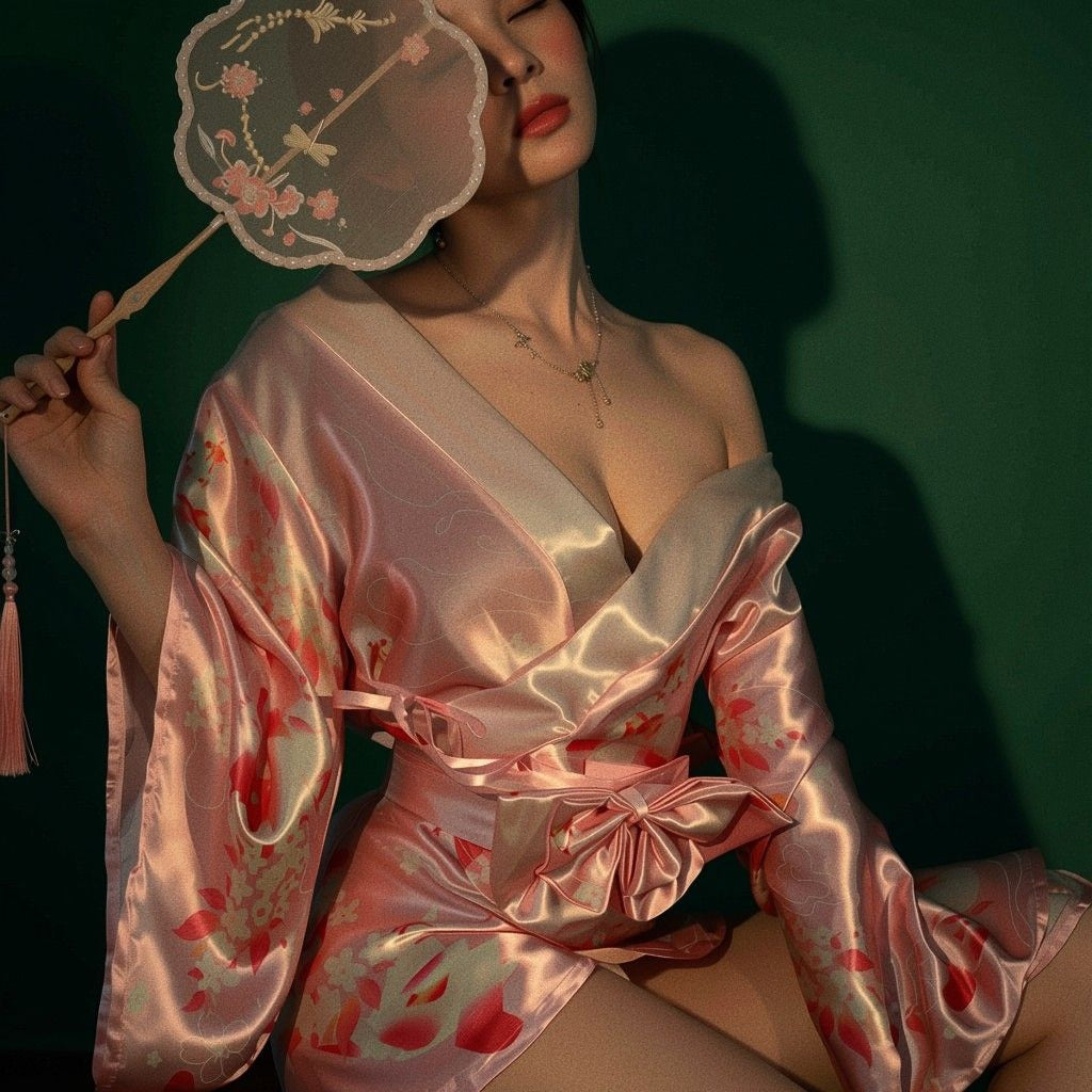 Syrn Lingerie Japanese Fox Dream Purple Floral Kimono Robe detail image 10