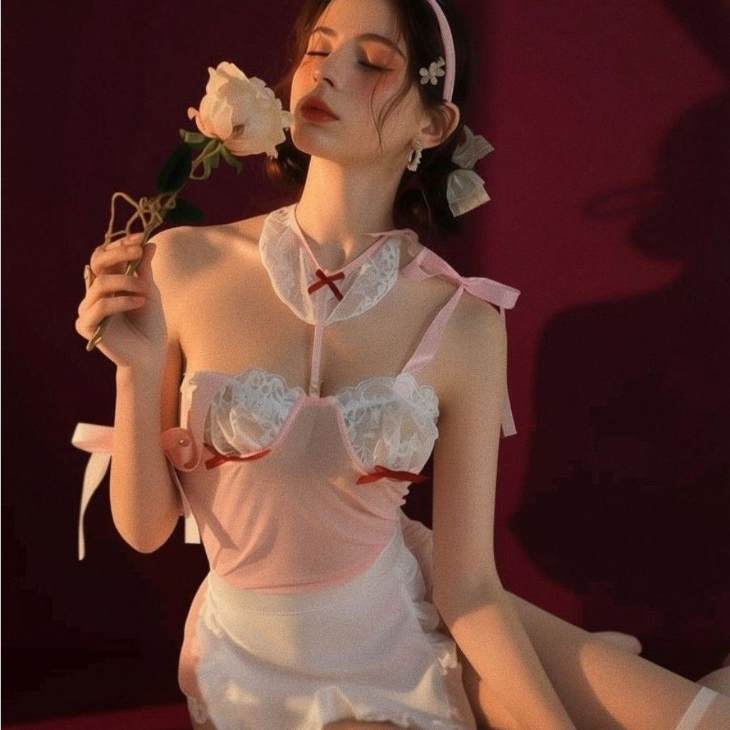 Syrn Lingerie Cute Milk Bunny Sheer Underwire Uniform Set