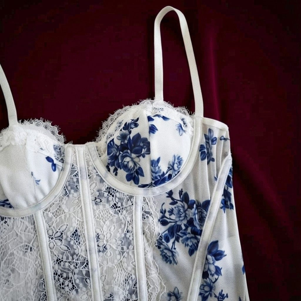 Syrn Lingerie Lace Boned Outerwear Corset Bustier detail image 7