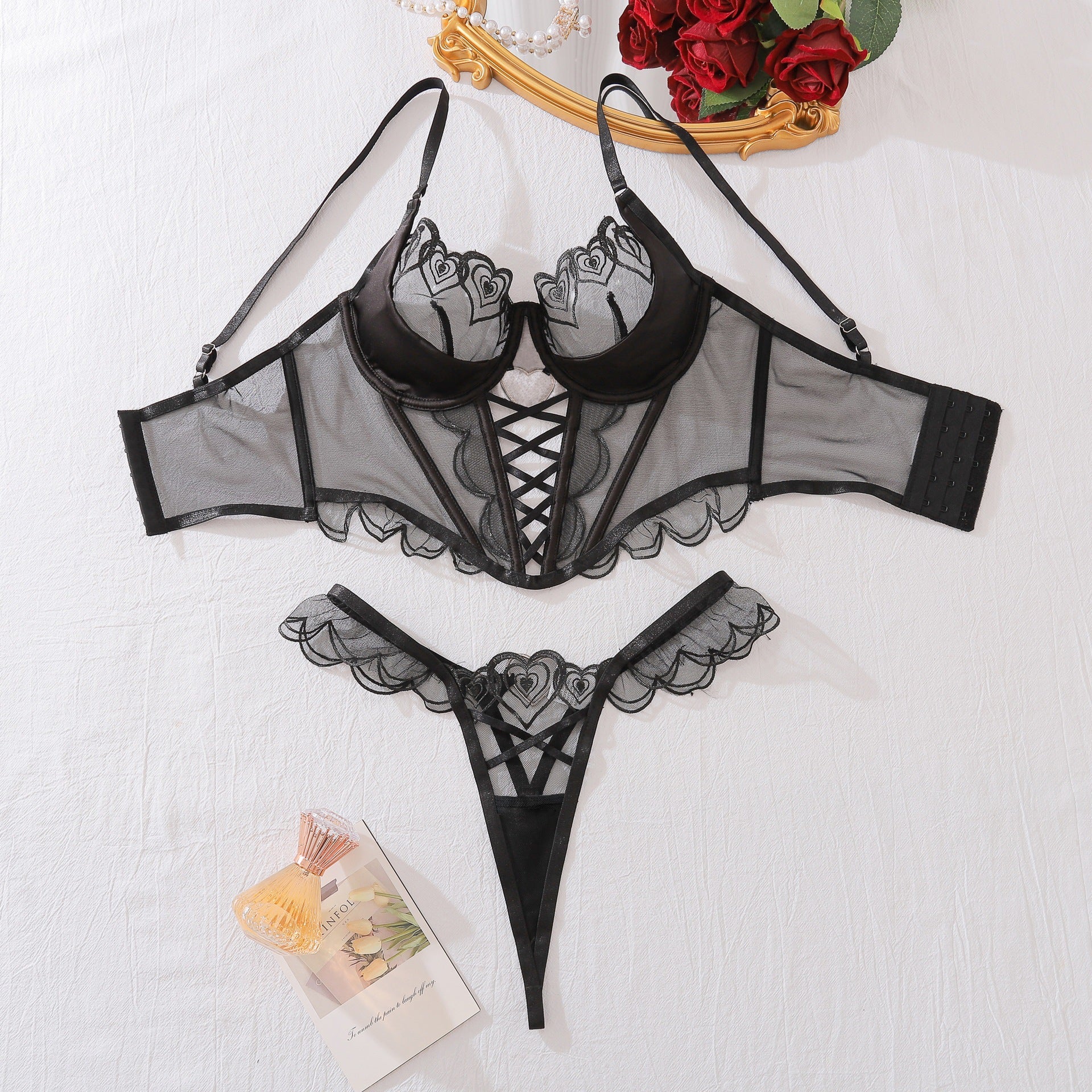Syrn Lingerie Whisper-Lace Contour Bodysuit & Garter Set - Cherish Me Underwire & Thong Duo detail image 10