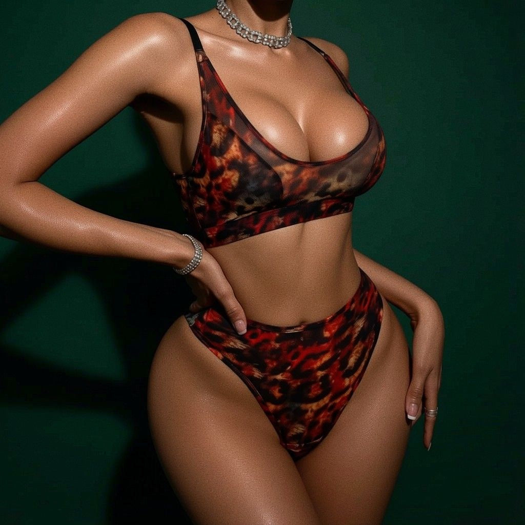 Syrn Lingerie Wild Instinct: Leopard Print Underwire Sculpting Split Set detail image 9